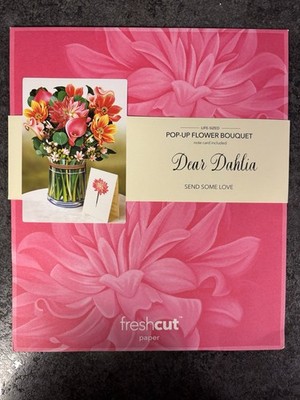 FRESH CUT Pop Up Paper Flowers Bouquet w/Card ~Dear Dahlia~ Send Some Love