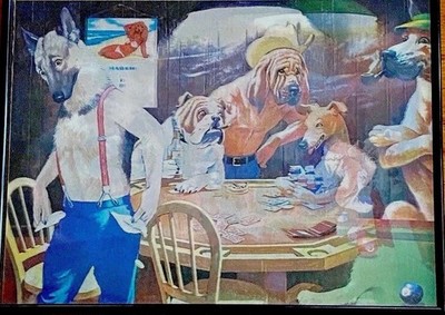Dogs Play Poker & Shoot Pool 3-in-1 (flips between 3 Scenes) 3D Wall Art Framed