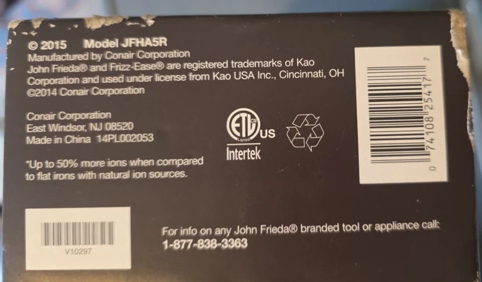 Caja dañada John Frieda Frizz Ease Salón Forma 1.5 Iónico Aire Caliente Cepillo de Pelo 500W Foto 3 de 3