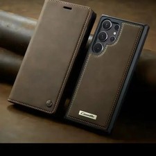 S25 Edge MagSafe Leather Flip Wallet Case