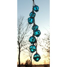 Fischerkugel - Leine Meerblau 8 Glas Kugeln je 5 cm