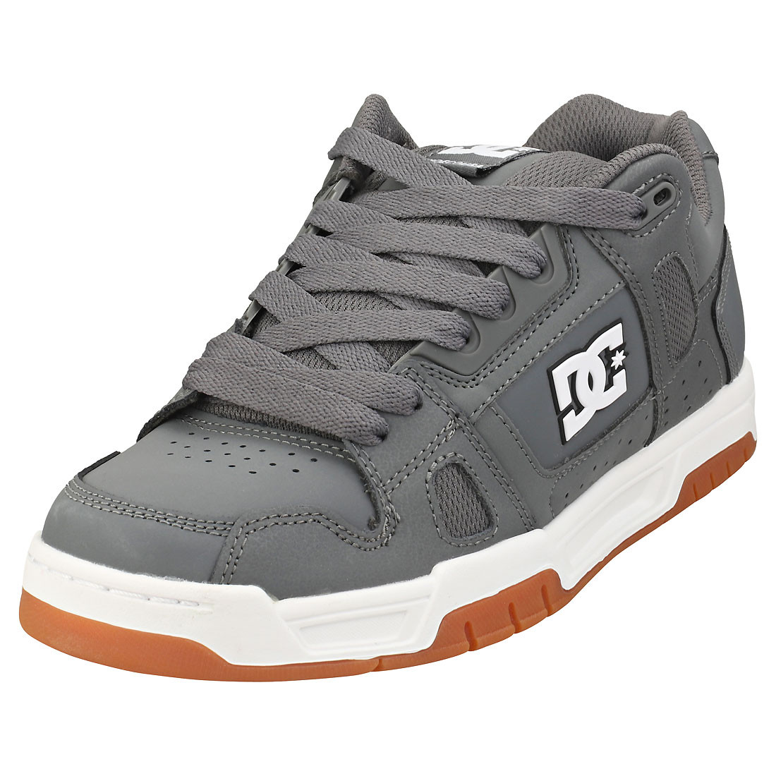 DC Shoes Stag Uomo - Sneakers Skate in Pelle e Tessuto Grigio Chiaro - 42 EU