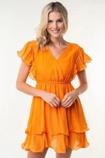 Dresses Trendsi White Birch Dress Women's Casual Short Sleeve Layered Woven Dres