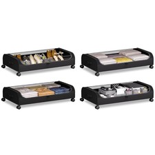 Under Bed Storage with Wheels, 4 Pack Curved Under Bed Storage Containers, 60...