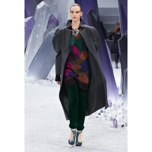 Abito maglione tunica CHANEL 12A autunno 2012 geometrico lana mohair maglia tg 38 6