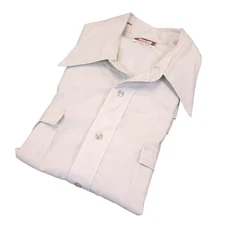 VTG Fenton Western Shirt 2XL Off White 70s Pearl Button V Stitch Pockets USA