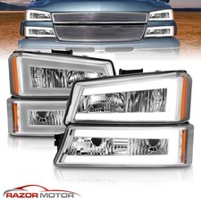 For 03-07 Chevy Silverado 1500 2500 3500avalanche Clear Chrome Headlights