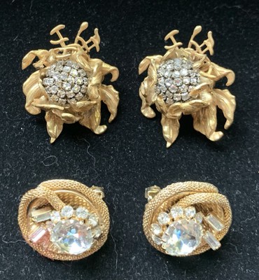 VTG Estate Jewelry Lot~VTG Miriam Haskell & VTG Hobe Gold Tone Costume Earrings