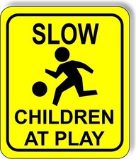 Slow children at play Aluminum composite outdoor sign long-lasting bright yellow