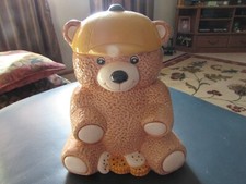 Vintage Cookie Jar Brown Bear with Yellow Baseball Cap/Hat
