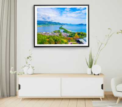 Mountain Print, Forest Wall Art, Cloudy Sky Framed Nature Wall Art, Natural