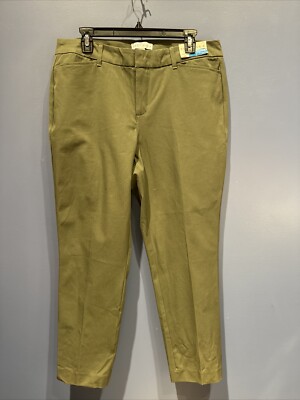Womens 14 Green Stretch Slacks, Boutique, Slash Pocket 34 X 27 NWT $ 52