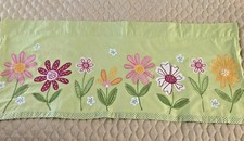 Pottery Barn Kids Valance Daisy Garden Lined Curtain Green Gingham Flowers 44x18