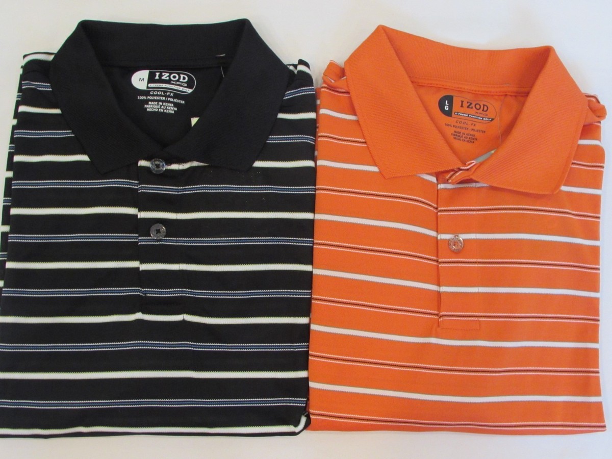 NEW MEN’S IZOD XFG GOLF COOL-FX S/S STRIPED POLO SHIRT, PICK SIZE AND  COLOR, $75