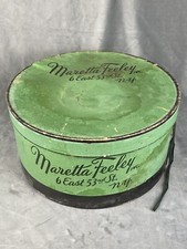 Antique Hatbox MARRETA FEELEY 6 East 53rd St. NEW YORK 13" Dia x 6 5/8"H