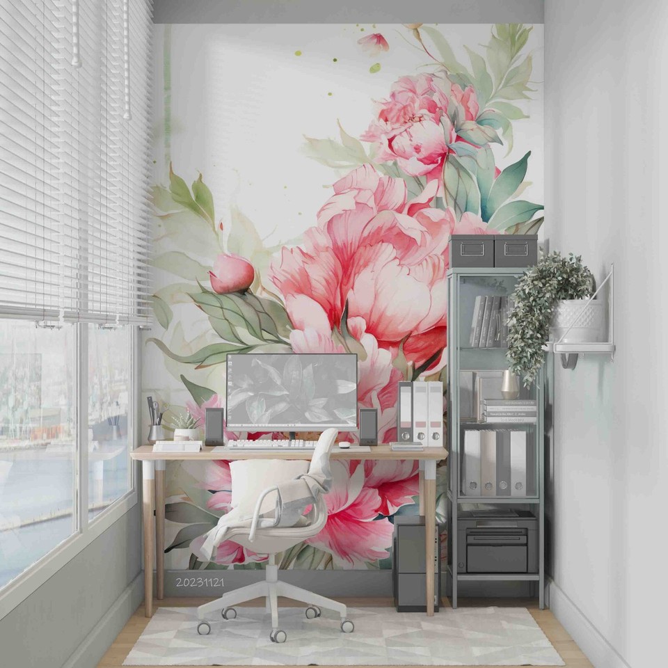 3D Flower Watercolor Floral Wallpaper Wall Murals Removable Wallpaper