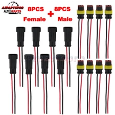 8 Kit Car Waterproof Electrical Wire Cable Automotive Connector 2Pin Way Plug