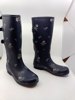 CHOOKA WOMEN'S VERSA SHEA WIDE CALF WATERPROOF RAIN BOOTS sz 10 NAVY  1100631B