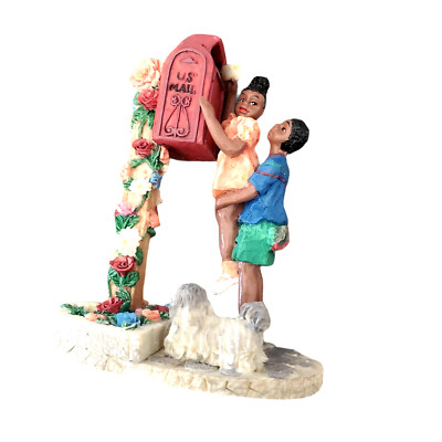 VTG Figurine African American Boy & Girl at Mailbox  Treasures of the Heart '97