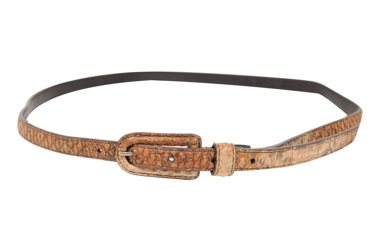 Prada Womens Vintage Python Skinny Belt 85 Brown Tan Exotic  display picture 1