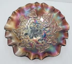 Millersburg Radium Amethyst Carnival Glass Blackberry Wreath 10" Bowl 3 n 1 Edge