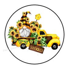 30 GNOME SUNFLOWER TRUCK ENVELOPE SEALS LABELS PARTY FAVORS STICKERS 1.5"