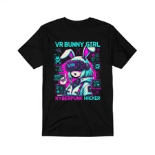 Cyberpunk VR Bunny Girl Shirt – Futuristic Neon Techwear Anime Style Tee