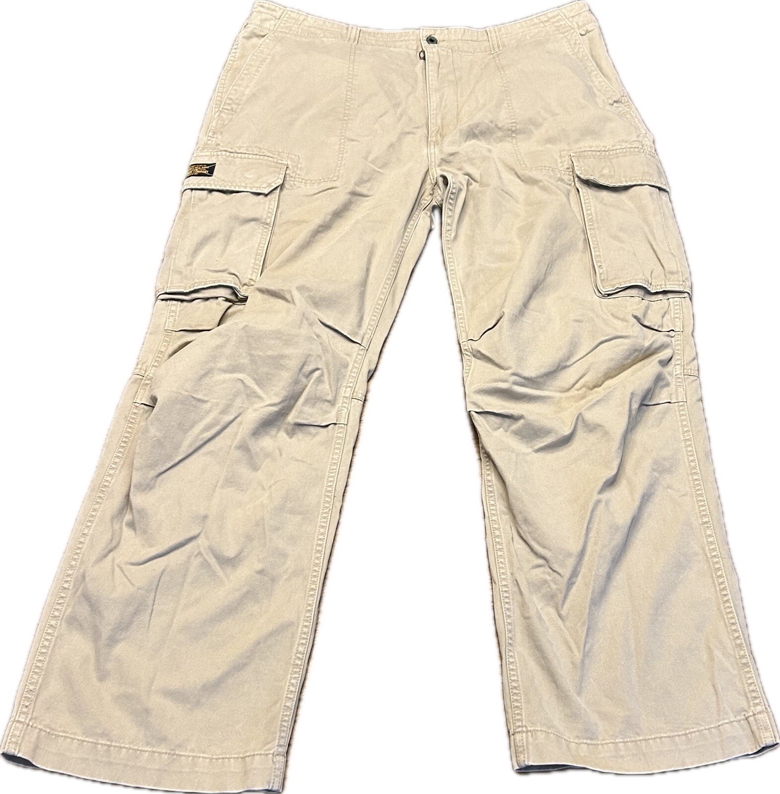 VTG Y2K Polo Jeans Co. Ralph Lauren Tan Khaki Military Cargo Pants 40x32 Baggy
