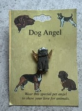 Puppy Dog Angel With Halo And Wings Lapel Pin Made In USA * New! Vtg
