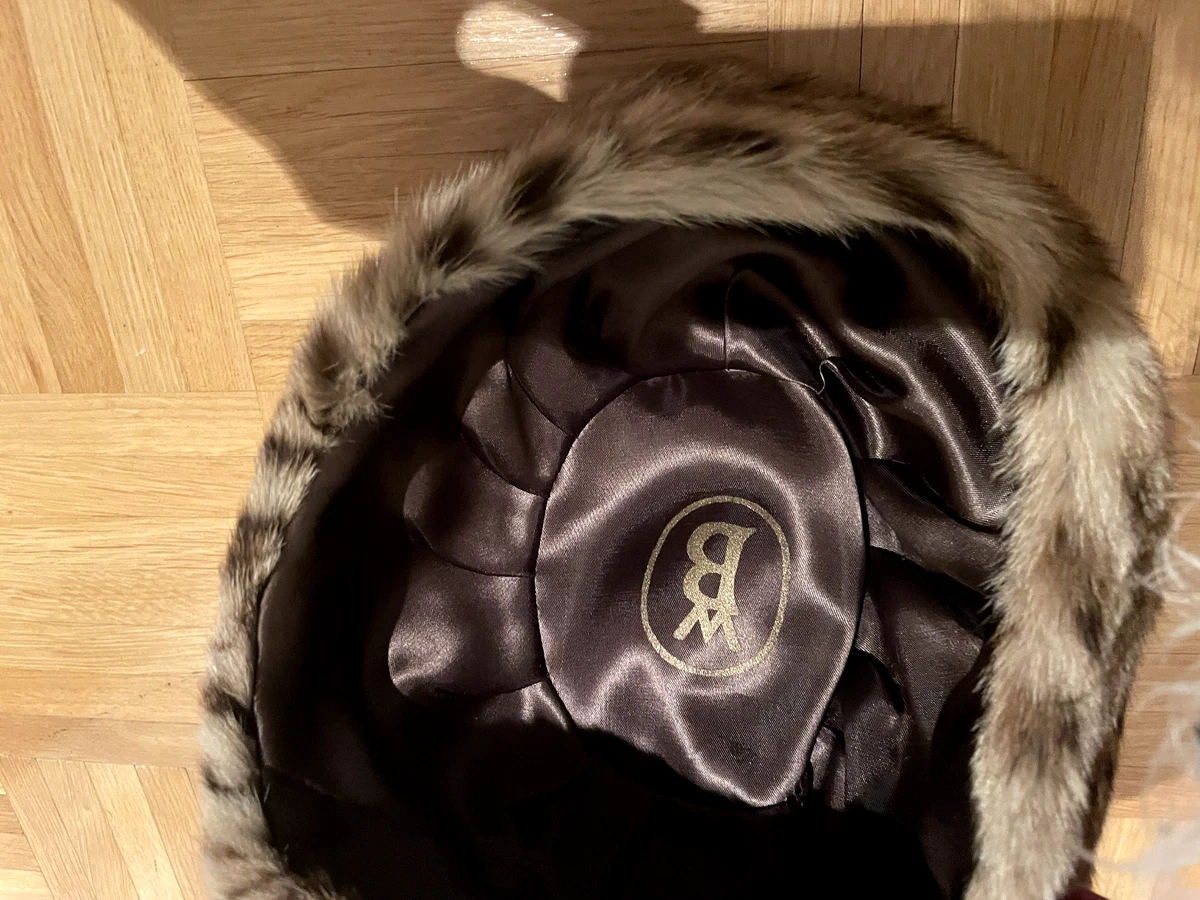 Vintage Pelzkappe Pelzhut Pelz Kappe Damen Hut Mütze * W B * braun gefleckt
