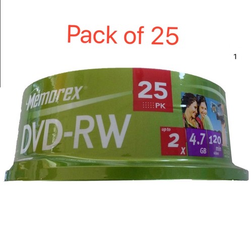 25 X Genuine Memorex Blank DVDRW discs 2x 4.7GB 120 mins Rewritable