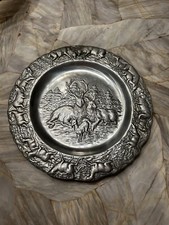 1993 Arthur Court 14 inch Elk Deer Stag Doe Fawn Herd ROUND Serving Display Tray