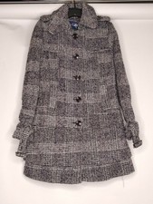 Green With Envy Womens Size Medium Black/white Button Up Plaid Long Sleeve Coat