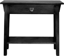 Mission Console Table, Solid Wood, 1 Storage Drawer, Bottom Display Shelf, Narro