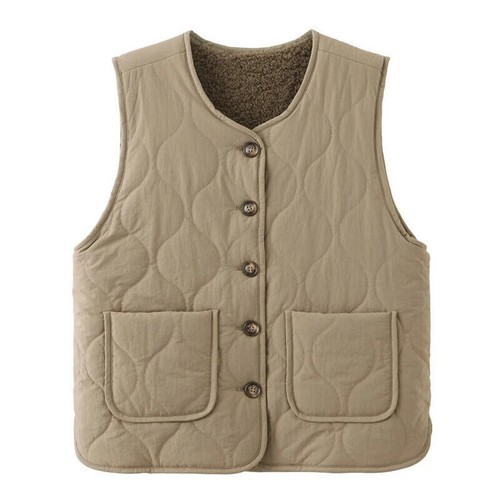 Vests Button Waistcoat Hair Thermal Warm Thick Sleeveless Jacket Ladies Coats - Picture 6 of 26