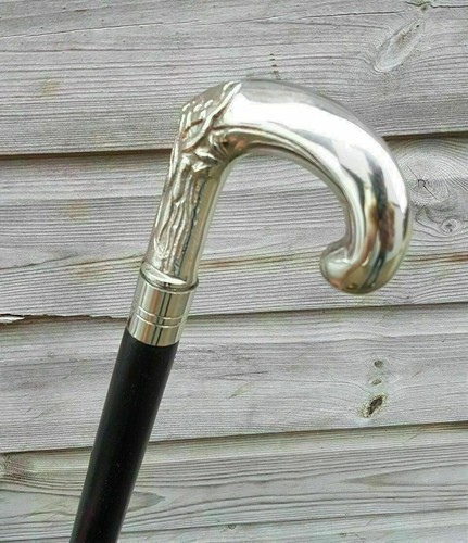 Antique Brass Vintage Head Handle Victorian Style Wooden Walking Stick Cane Gift - Picture 5 of 8