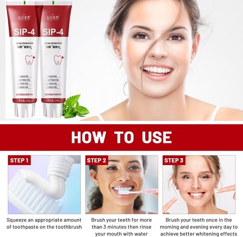 3PCS SIP-4 Probiotic Whitening Toothpaste Removes Bad Breath Dental Plate Stain - Picture 7 of 7