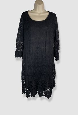 Alfani Women's Black 3/4 Lace Overlay A-Line Dress Size M/L | eBay