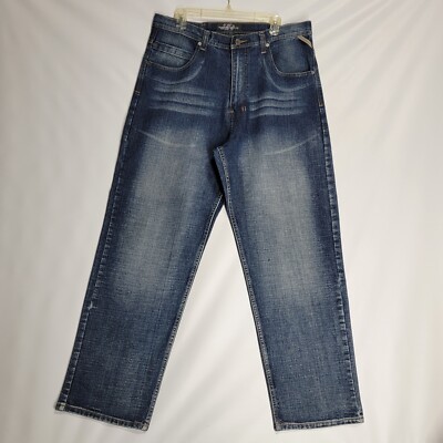 Royal Blue Jeans Mens 36 Blue Baggy Big Pocket Streetwear Hip Hop Wide Legs  Y2K