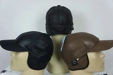 Genuine Sheepskin Shearling Leather Visor Biker Baseball Trucker Hat M-3X NWT 