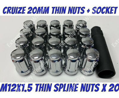 Alloy Wheel Nuts Spline 20mm Thin x 20 M12x1.5 Volvo 740 760 780 940 C30 S40