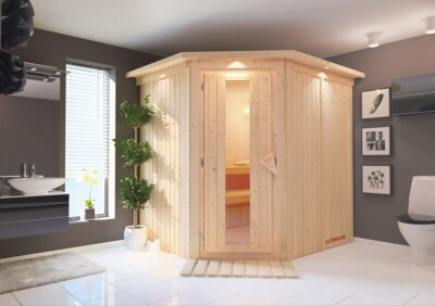 Sauna 230V Saunakabine Heimsauna Innensauna Lilja verschiedene Varianten Karibu