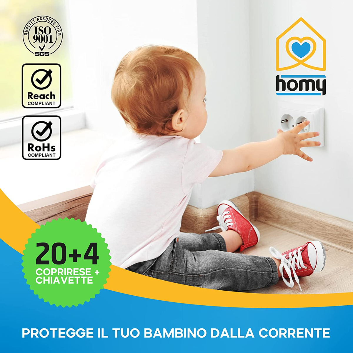 Homy Kit 20 Copriprese Di Sicurezza Corrente Elettrica per Bambini Copri  Presa E