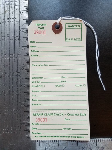 Etichette di riparazione 100 conteggio 6-1/4"" x 3-1/8"" rinforzate numerate consecutivamente Manila - Foto 2 di 12