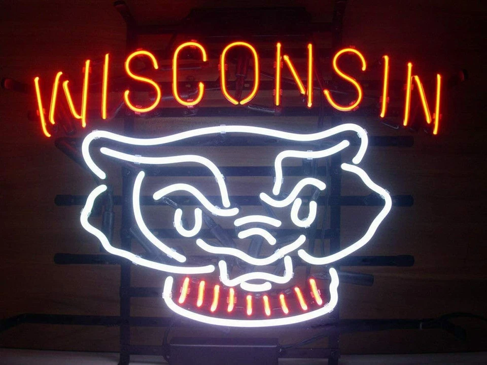 Wisconsin Classic Style Club Pub Neon Signs Home Decor Real Glass 17"