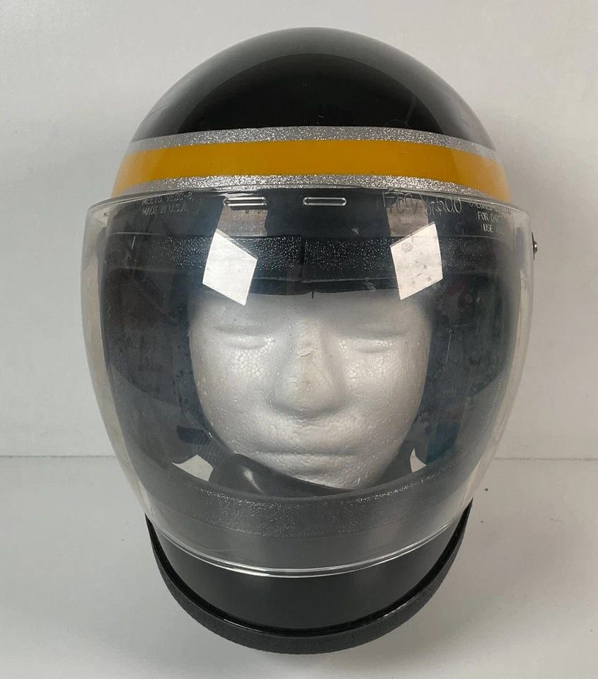 Vintage 1970s Ski-Doo Full Face Snowmobile Helmet Medium USA Made Silver Flake - Image 2 of 4