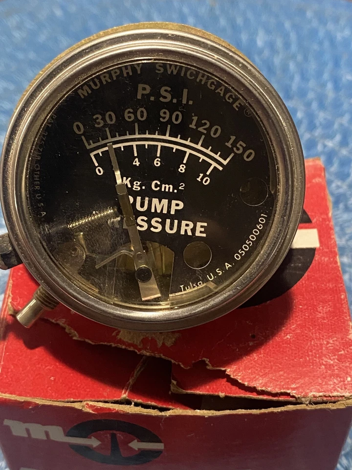老式 MURPHY 20PW27D 150 SWICHGAGE PUMP 压力 P.S.I 量规 — 第 3/4 张图片