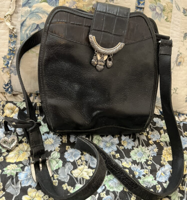 BRIGHTON Vintage Charms thick & distressed small leather purse Shoulder Bag 