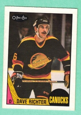 (1) DAVE RICHTER 1987-88 O-PEE-CHEE # 261 CANUCKS  ROOKIE EX-MT CARD (J9549)