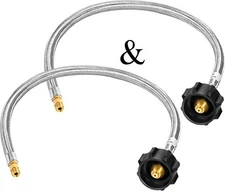 24 inch RV Propane Hose Stainless Steel Braid Connector with Type 1 Connectio...